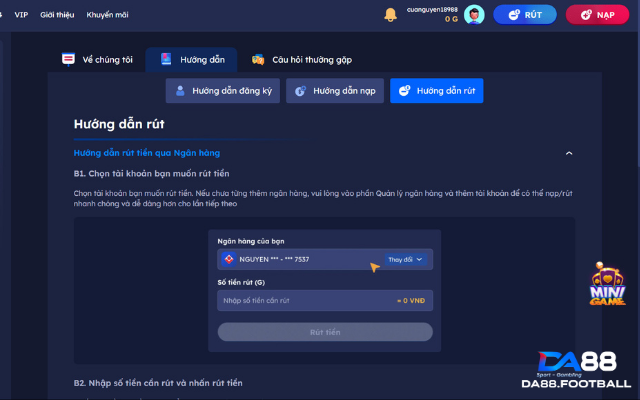 Hướng Dẫn Rút Tiền Nhà Cái Da88 Nhanh - Gọn - Lẹ 3 Hướng dẫn anh em rút thưởng nhanh chóng