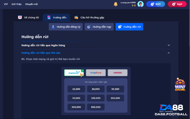 Hướng Dẫn Rút Tiền Nhà Cái Da88 Nhanh - Gọn - Lẹ 2 Những quy trình cần nằm lòng