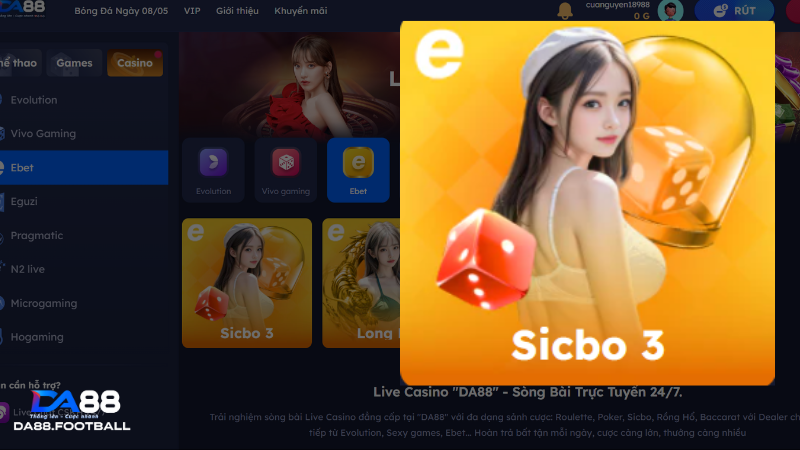 Sảnh Game EBet - Nhà Cung Cấp Kho Game Đẳng Cấp Hiện Nay 4 Tài Xỉu Sicbo - Trò chơi truyền thống cuốn hút