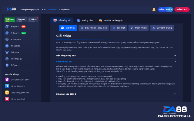 Giới Thiệu DA88 - Nhà Cái Trả Thưởng Cao Nhất Mỗi Ngày 3 Cam kết của nhà cái với người chơi cá cược