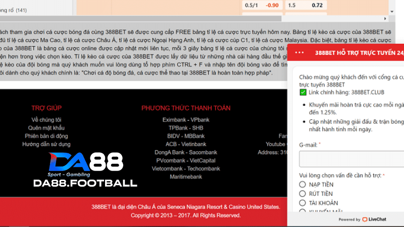 Nhà cái 388Bet - Đối thủ đáng gờm của các ông lớn trong làng cá cược 6 Nhận tài khoản cá cược để vào khu vực cá cược