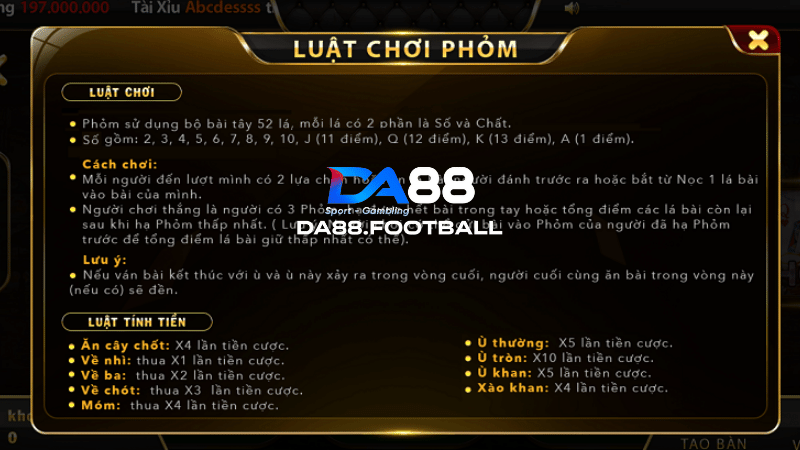 Phỏm DA88 - Hiện tượng giải trí càn quét thị trường game Việt bậc nhất hiện nay 3 Luật chơi Phỏm tại DA88 cũng tương tự cách chơi truyền thống