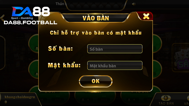 Sâm lốc DA88 - Nơi thể hiện bản lĩnh cao thủ cá cược của bạn 4 Tạo bàn để tham gia vào sâm lốc tại DA88