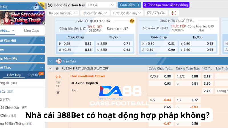 Nhà cái 388Bet - Đối thủ đáng gờm của các ông lớn trong làng cá cược 3 Nhà cái cá cược quốc tế 388Bet có hợp pháp không?