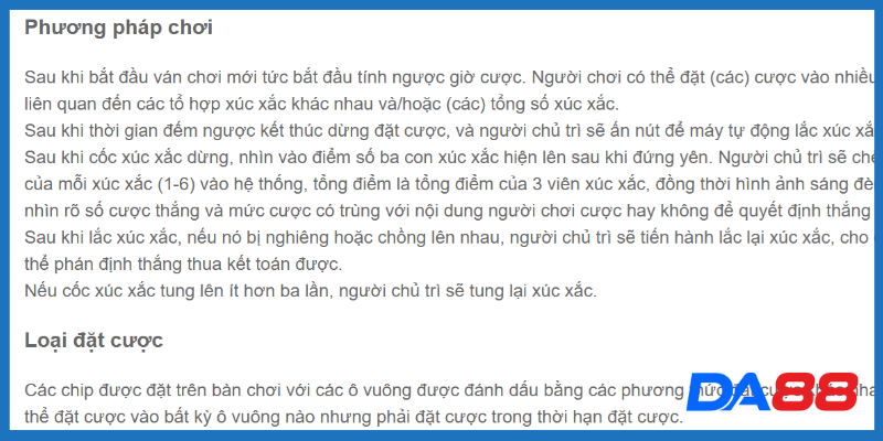 Đầy đủ luật chơi sicbo